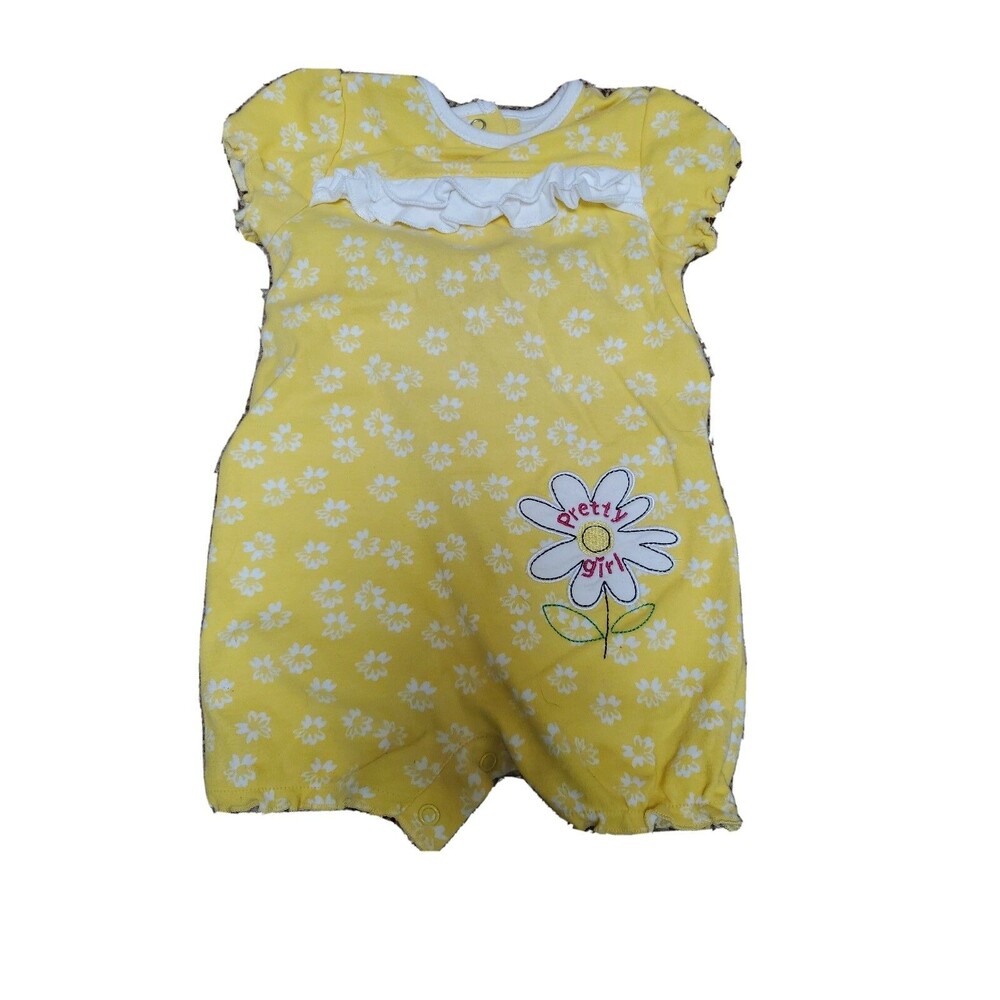 Girl's 6-9 month yellow flower short onepiece outfit